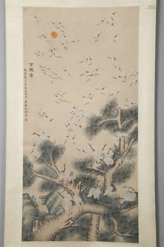 A Hundred Cranes Painting by Shen Quan.