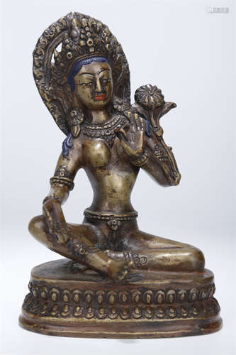 An Alloy Copper Green Tara Buddha Statue.