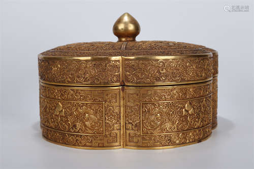 A Gilt Copper Holding Box.