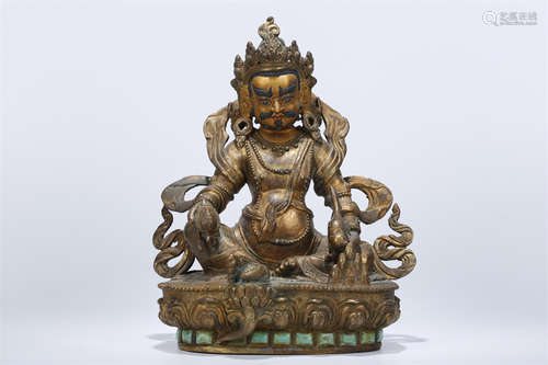 A Gilt Copper Yellow Wealthy Buddha Statue.