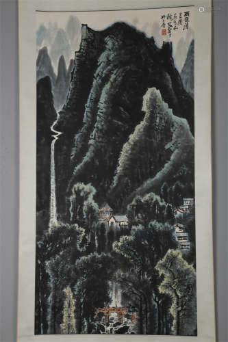 A Landscape Painting on Paper by Li Keran.