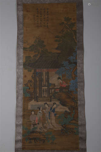 A Maids Painting on Silk by Li Chong.