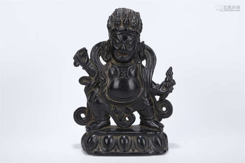 A Black Stone Vajrapani Buddha Statue.