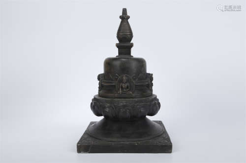 A Black Stone Buddhist Stupa.