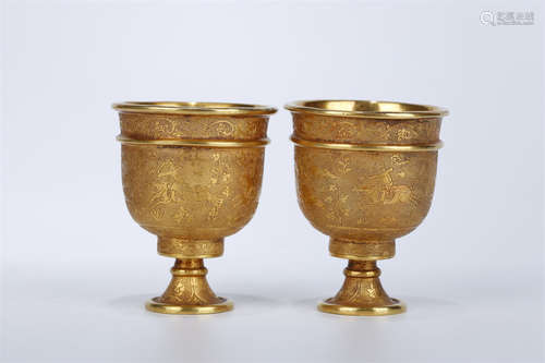 A Pair of Gilt Copper Goblets.