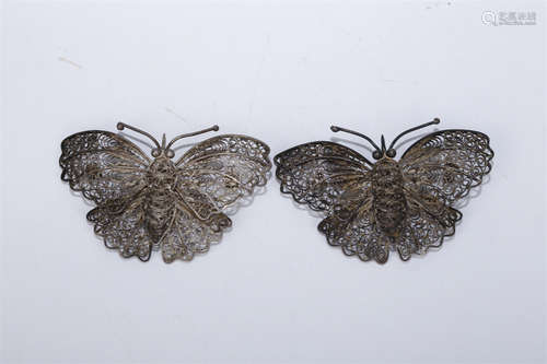 A Set of Silver Butterfly Shaped Brooches.