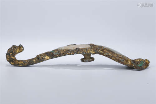 A Gilt Copper Dragon Shaped Belt Buckle.