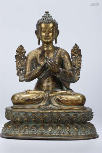 A Gilt Copper Sakyamuni Buddha Statue.