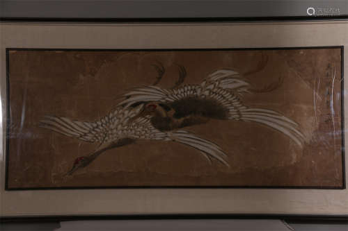 A Crane Painting on Paper by Emperor Huizong.