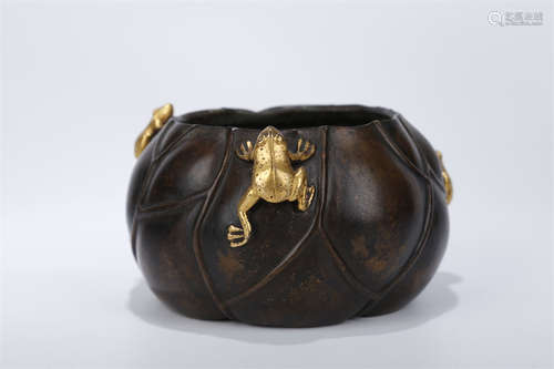 A Copper Censer of Lotus Leaf Design.