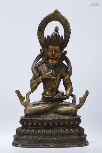 A Gilt Copper Vajrasattva Buddha Statue.