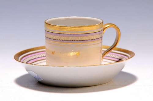cup with saucer, Hoechst, around 1810, polychrome