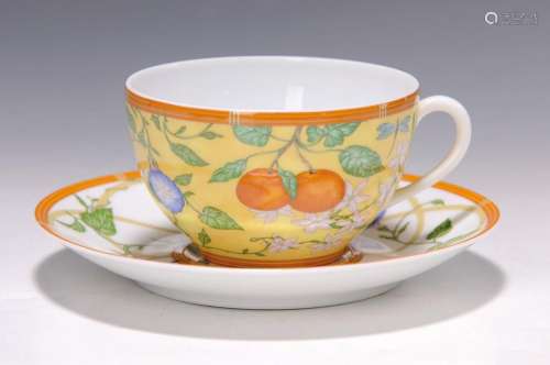 Large cup with saucer, Hermes, 'La Siesta', porcel...
