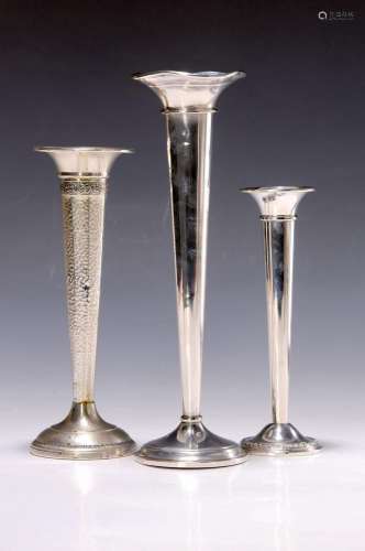 convolute of 3 silver candlesticks, USA, around 1930