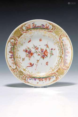 plate with Chinoiserie scenes, Meissen, around1725