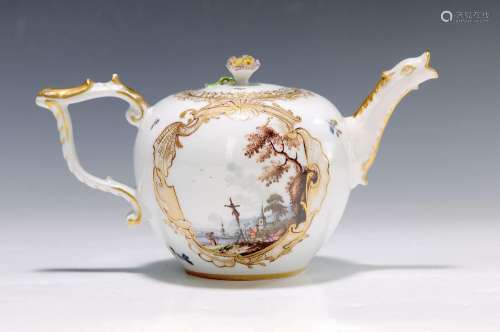 tea pot, Meissen, around 1735, ideal landscapes