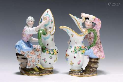 couple of figure vessels, Meissen, 1790-1810, girl and