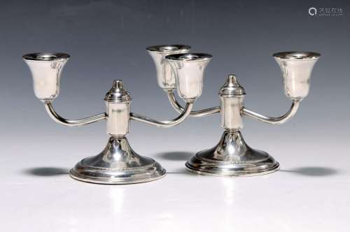 couple of two-flames silver candle holders, Schweitzer