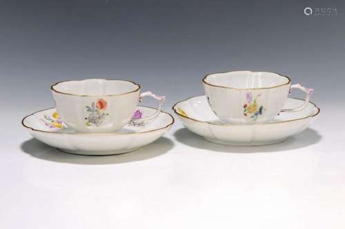 couple of cups with saucers, Meissen, around 1745
