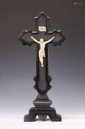 crucifix, France, around 1870/80, ebony style wooden
