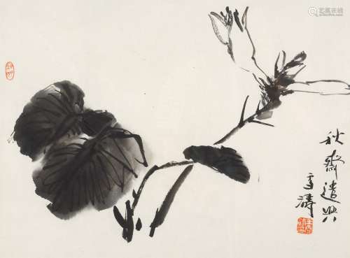 王雪涛（1903～1982） 玉簪花 镜框 水墨纸本