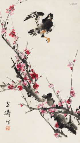 王雪涛（1903～1982） 红梅八哥 立轴 设色纸本