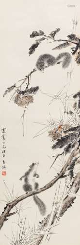 王雪涛（1903～1982） 依傍疏林 立轴 设色纸本
