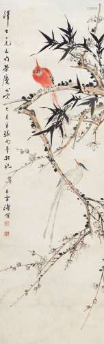王雪涛（1903～1982） 1938年作 枝头绶带 立轴 设色纸本