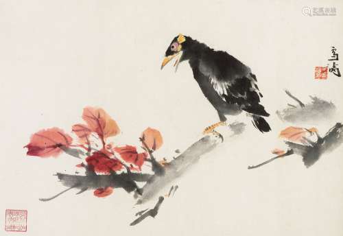 王雪涛（1903～1982） 红叶八哥 镜心 设色纸本