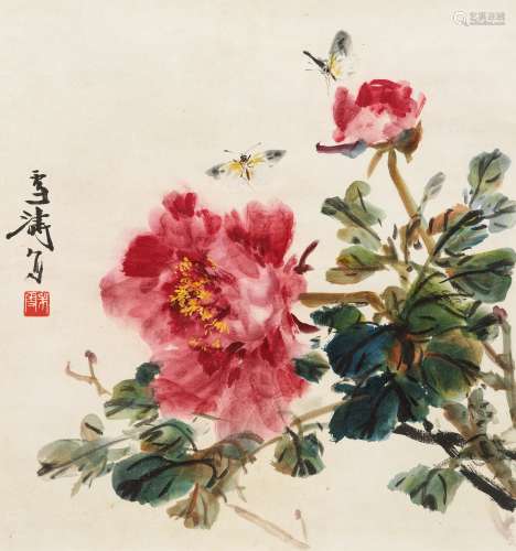 王雪涛（1903～1982） 牡丹蝴蝶 立轴 设色纸本