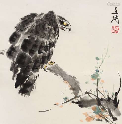王雪涛（1903～1982） 鹰 立轴 设色纸本
