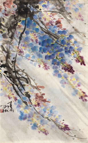 萧朗（1917～2010） 1977年作 春雨 镜心 设色纸本