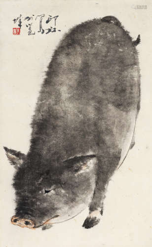 萧朗（1917～2010） 1976年作 阿肥 立轴 设色纸本