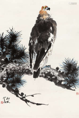 萧朗（1917～2010） 1989年作 雄姿 立轴 设色纸本