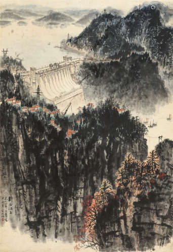宋文治（1919～1999） 1964年作 新安江上 立轴 设色纸本