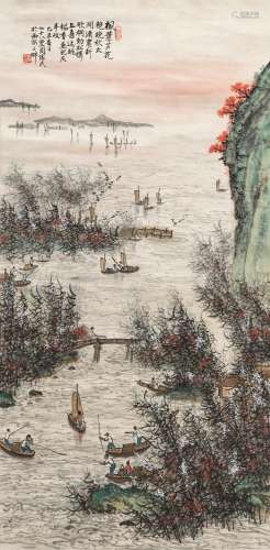 周怀民（1906～1996） 1985年作 太湖渔歌 镜心 设色纸本