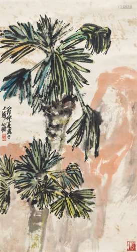 朱屺瞻（1892～1996） 1975年作 江山永固 祖国长青 立轴 设色纸本
