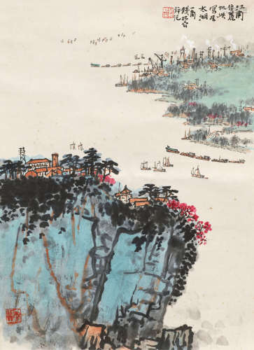 钱松岩（1899～1985） 太湖一角 立轴 设色纸本