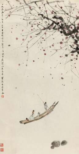 傅抱石（1904-1965） 1965年作 西风吹下红雨来 镜心 设色纸本