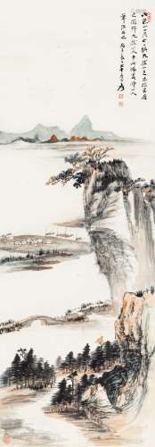 张大千（1899～1983） 1936年作 仿九龙山人笔法 立轴 设色纸本