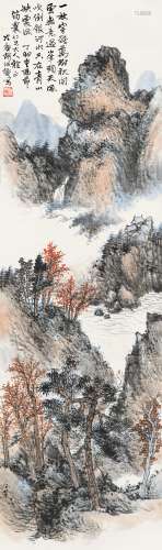 胡佩衡（1892～1965） 1927年作 万林秋涧 立轴 设色纸本
