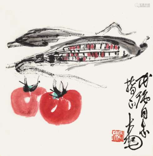 陈大羽（1912～2001） 事事如意 多子多福 立轴 设色纸本