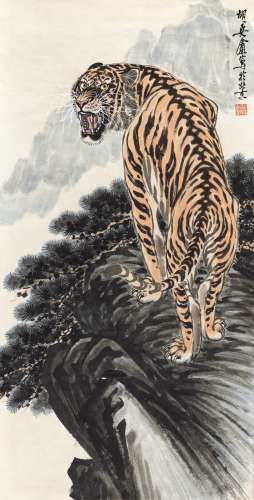 胡爽盦（1916～1988） 龙啸图 立轴 设色纸本