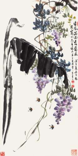 陈半丁（1876～1970） 1948年作 清风满面落藤花 镜心 设色纸本