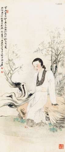 张大千（1899～1983） 1940年作 仕女 立轴 设色纸本
