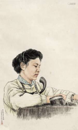 郑慕康（1901～1982） 1959年作 田丽娟同志肖像 立轴 设色纸本