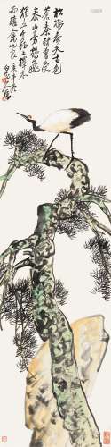 王震（1867～1938） 1930年作 松鹤参天 立轴 设色纸本