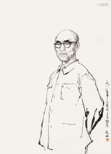 刘文西（b.1933） 1981年作 白描人物 镜心 水墨纸本