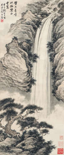 陶冷月（1895～1985） 飞瀑图 立轴 设色纸本