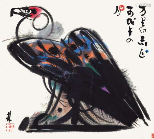 韩美林（b.1936） 2006年作 鹰 镜心 设色纸本